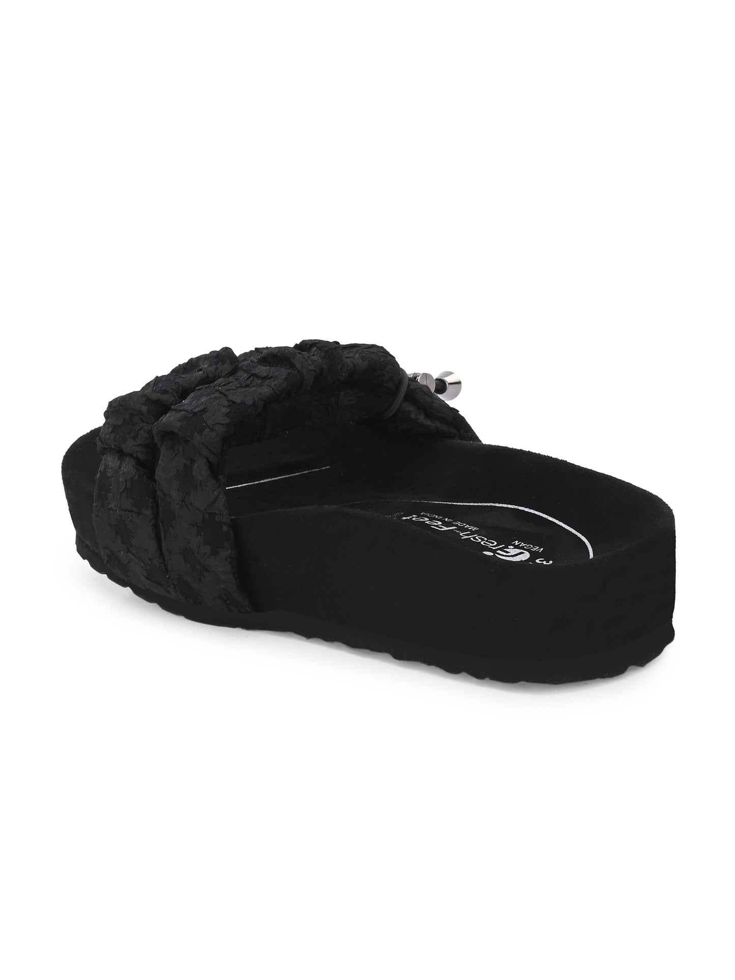 Sara Black Orthopedic Sliders For Women