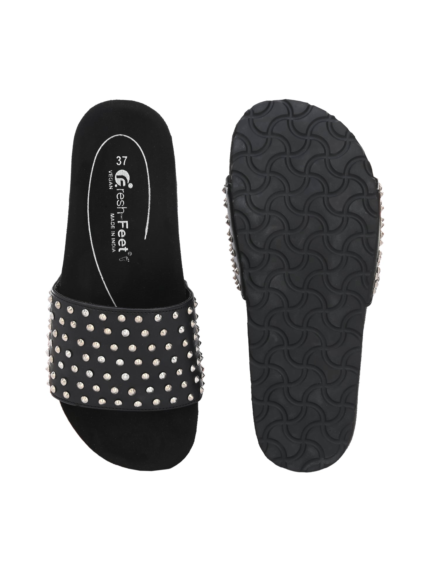 Hazel Black Orthopedic Sliders For Women