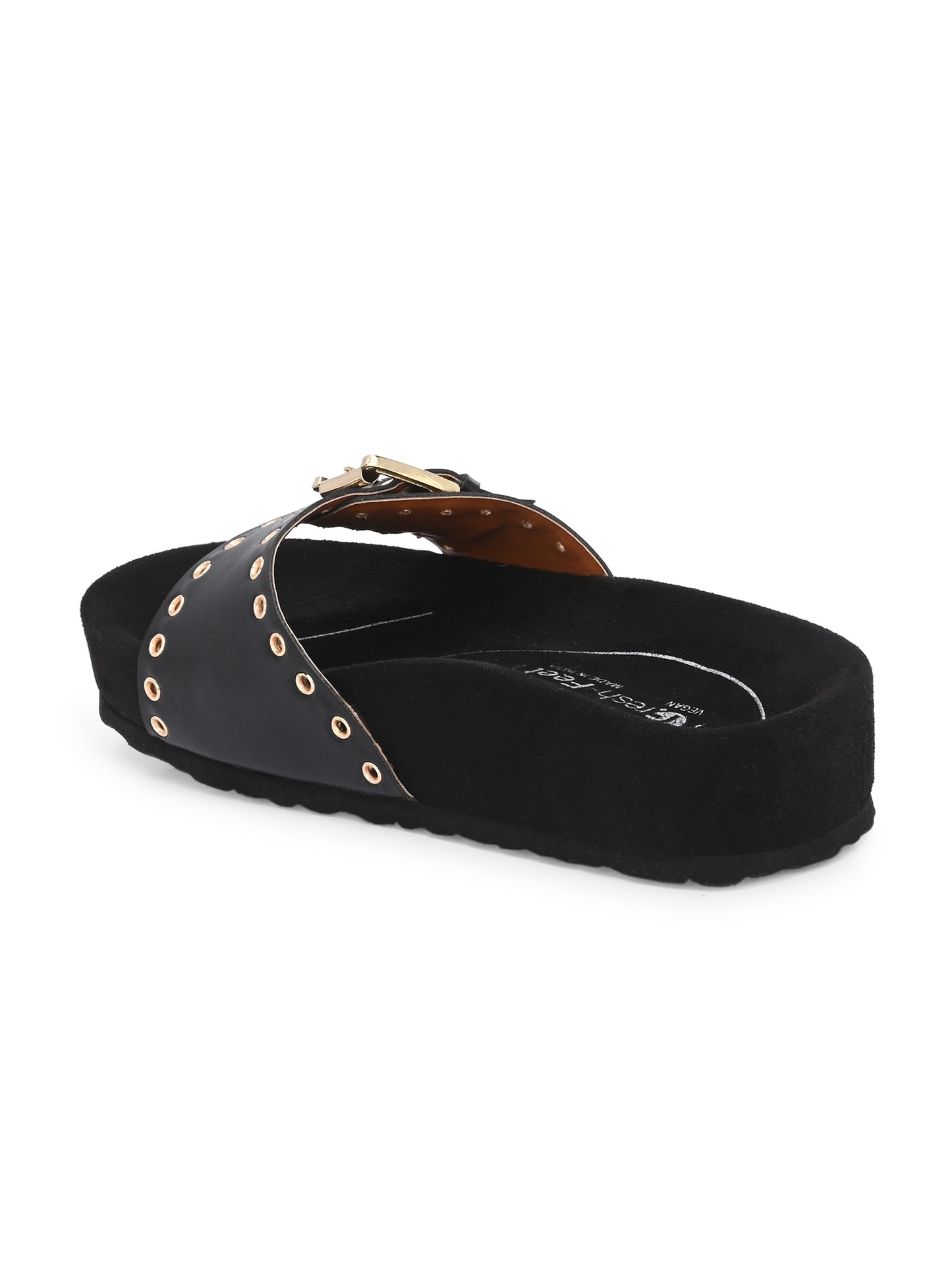 Mia Black Orthopedic Sliders For Women