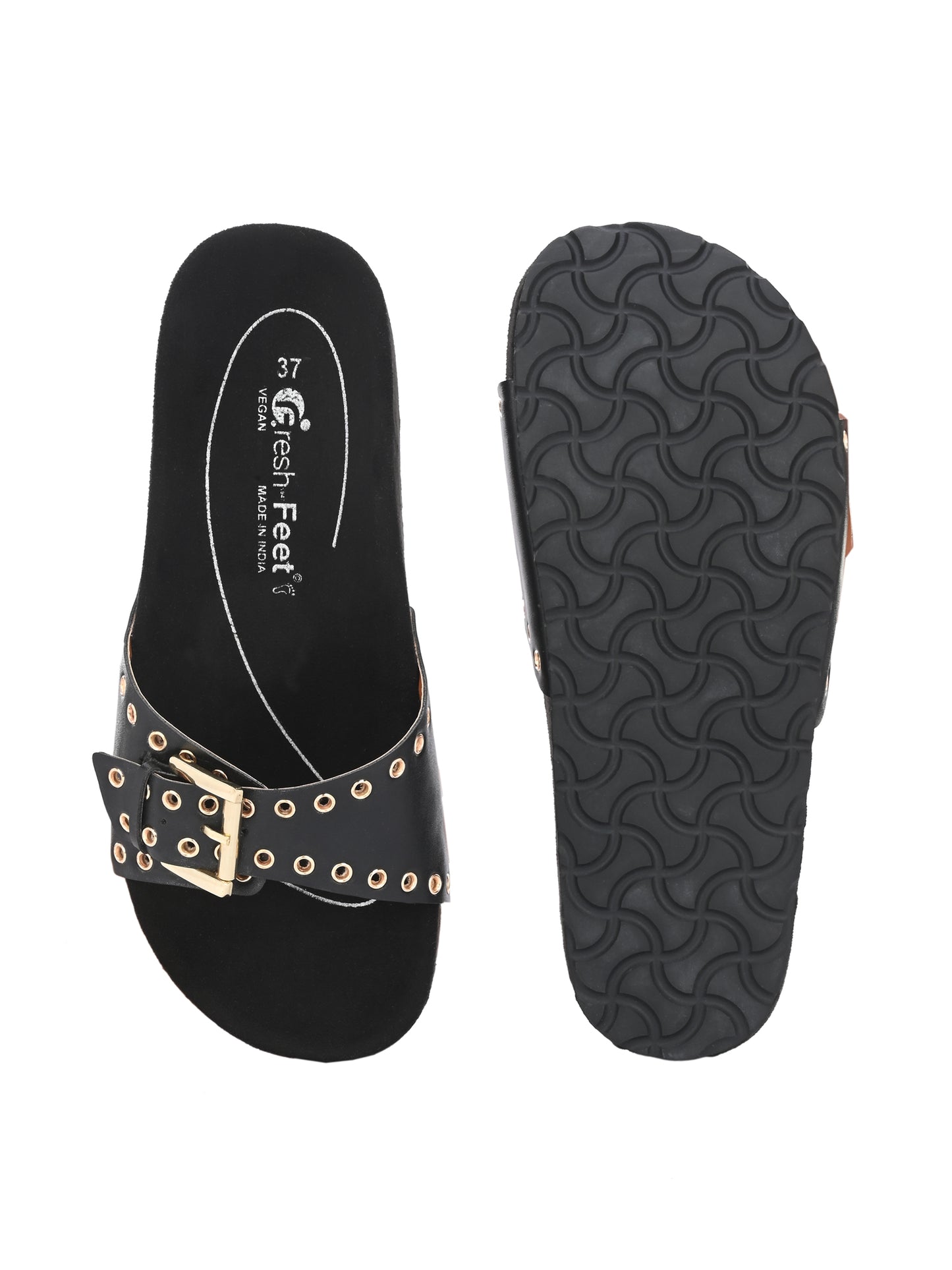 Mia Black Orthopedic Sliders For Women