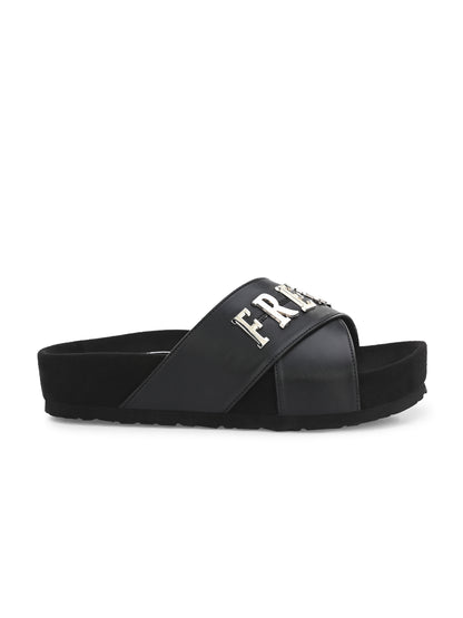 Linda Black Orthopedic Sliders For Women