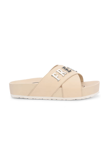 Linda Beige Orthopedic Sliders For Women