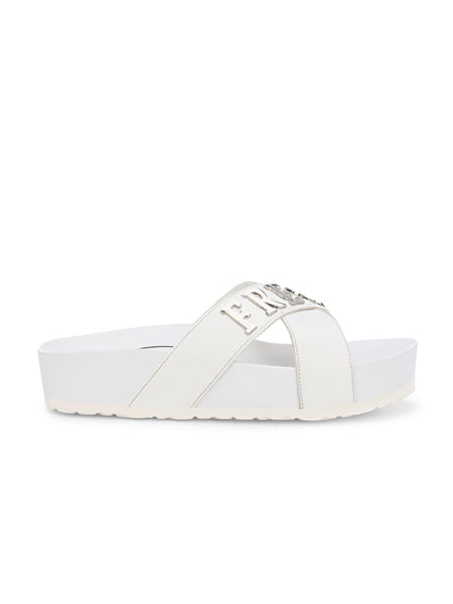 Bianca White Orthopedic Sliders For Women