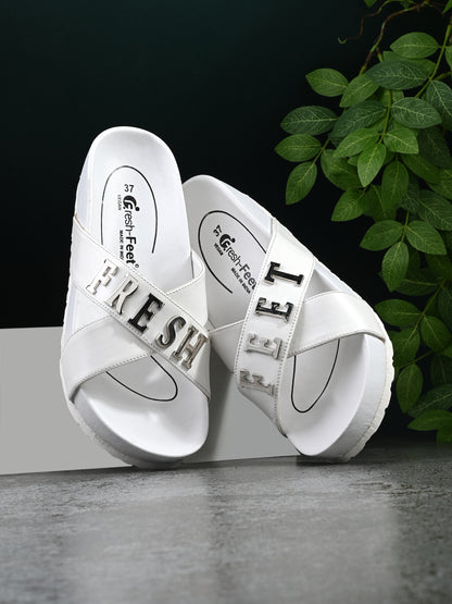 Bianca White Orthopedic Sliders For Women