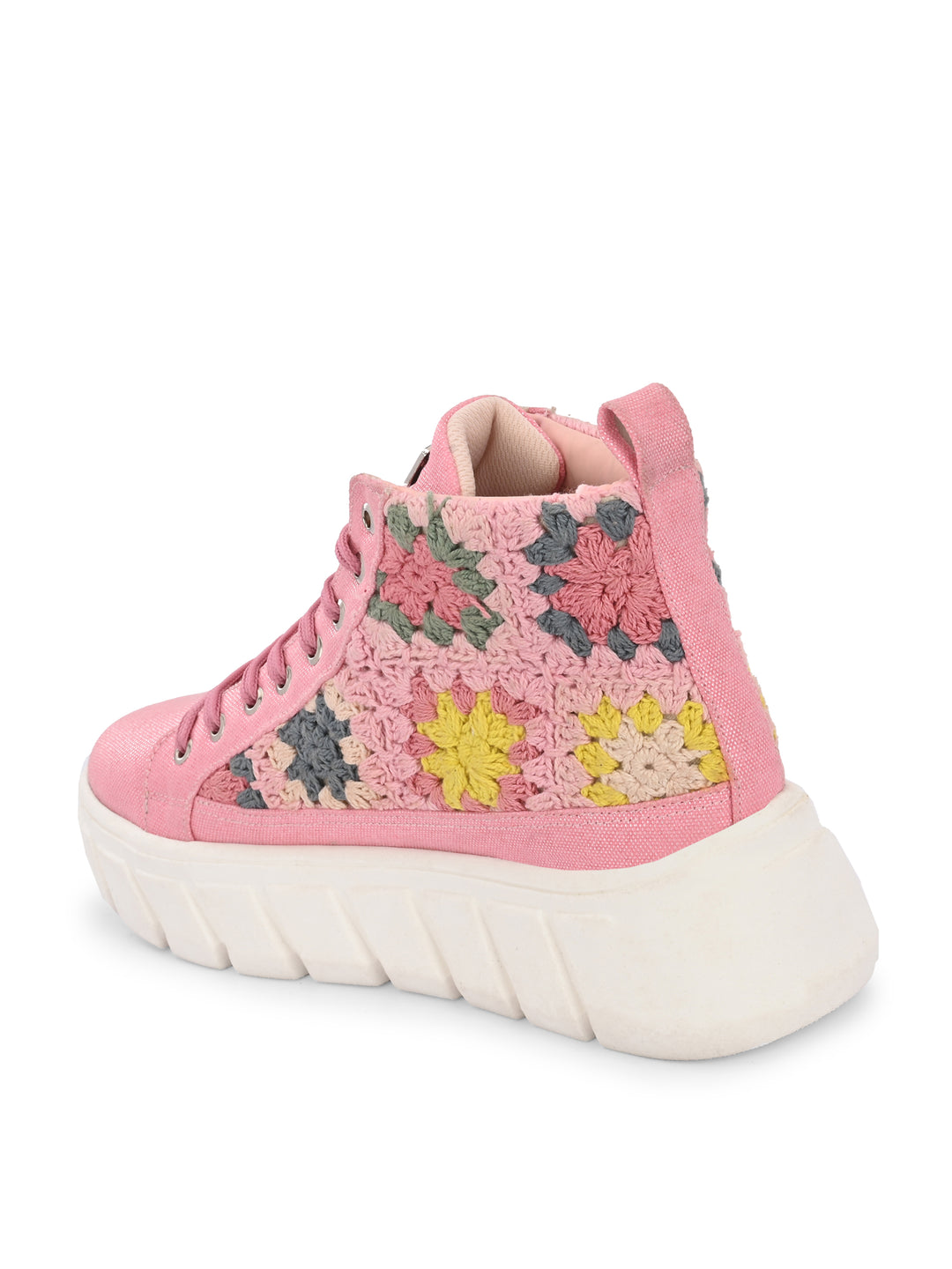 Senorita Pink Canvas Floral Shoes For Women