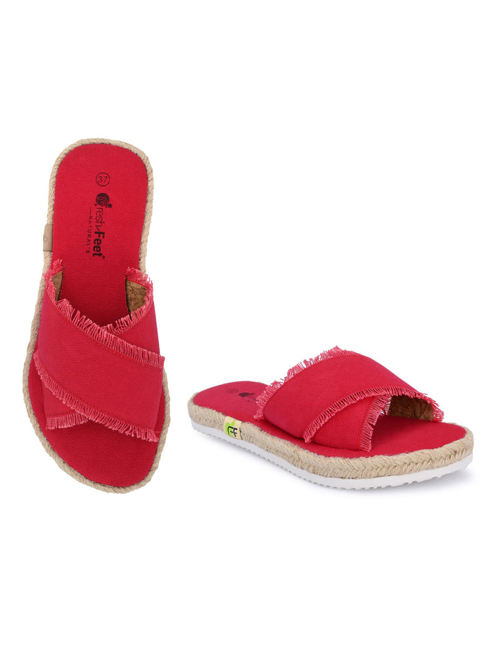 Mithali Red Yoga Mat Sandals for Women