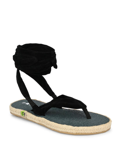Saina Black Yoga Mat Sandals for Women
