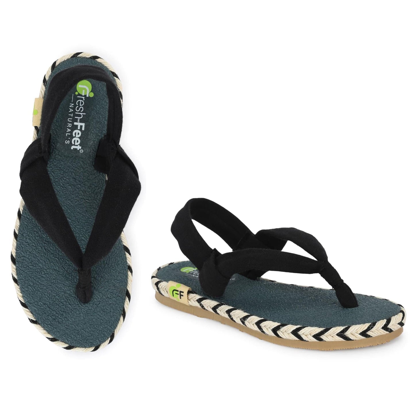 Alexa Black Yoga Mat Sandals for Kids