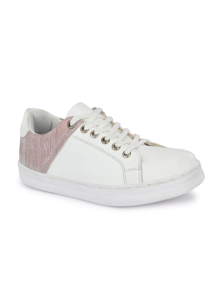 Camila White Pink Dual Size Technology Sneakers for Kids