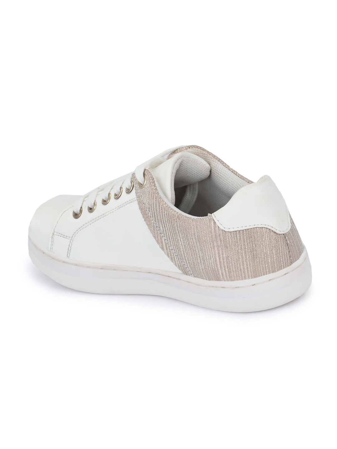 Camila White Gold Dual Size Technology Sneakers for Kids
