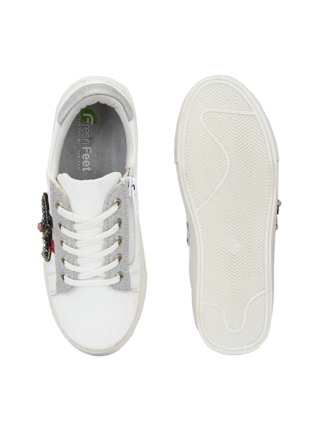 Nice White Dual Size technology Shoes for Kids