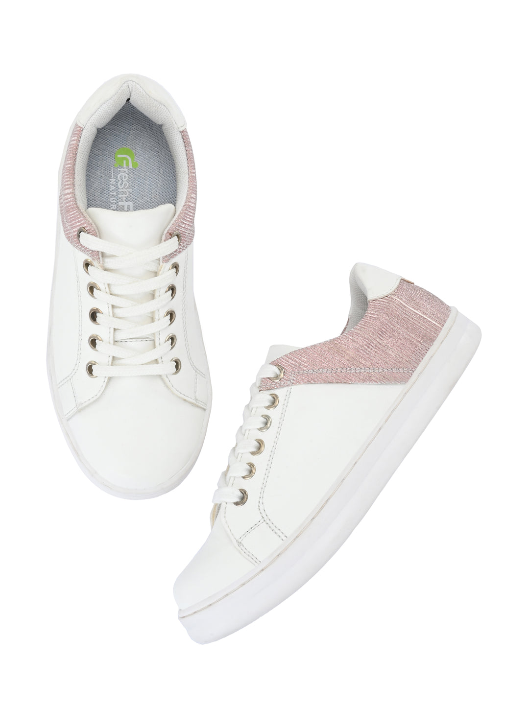 Camila White Pink Dual Size Technology Sneakers for Kids