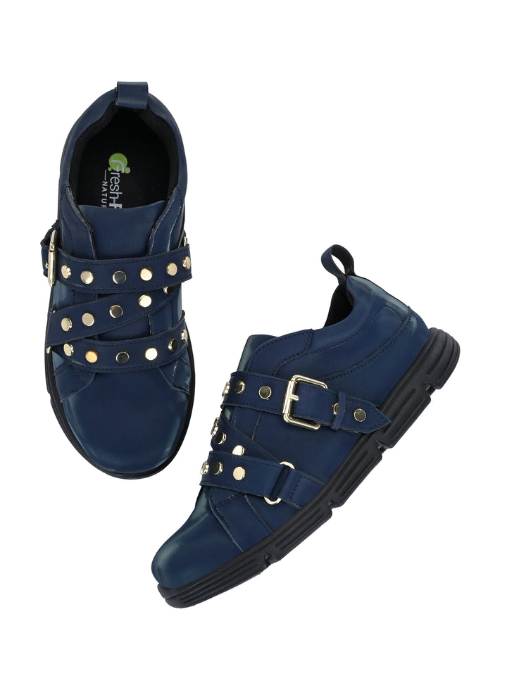 James Navy Blue Dual Size Technology Sneakers for Kids