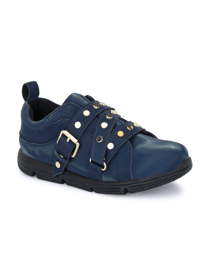 James Navy Blue Dual Size Technology Sneakers for Kids