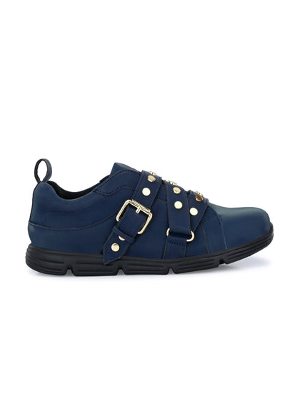 James Navy Blue Dual Size Technology Sneakers for Kids