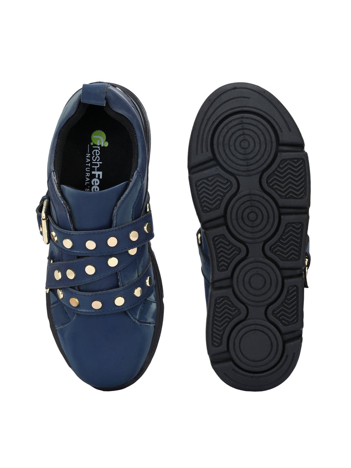 James Navy Blue Dual Size Technology Sneakers for Kids