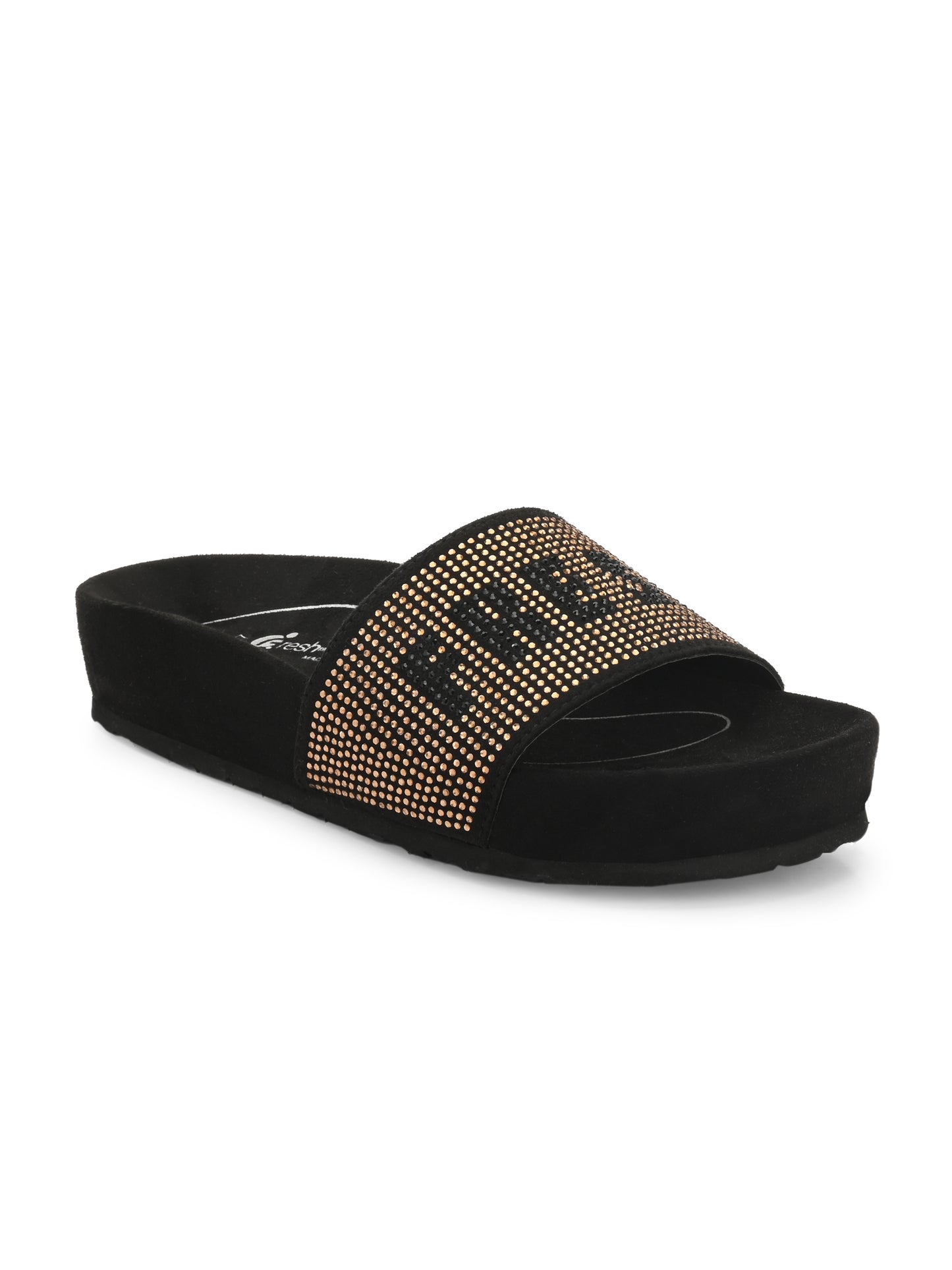 Kate Black/Gold Orthopedic Sliders For Women