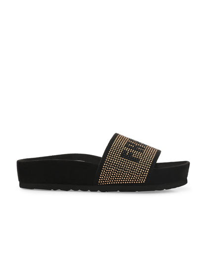 Kate Black/Gold Orthopedic Sliders For Women