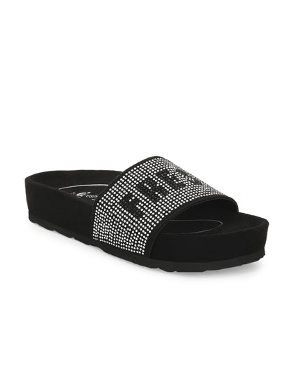 Kate Black/Silver Orthopedic Sliders For Women