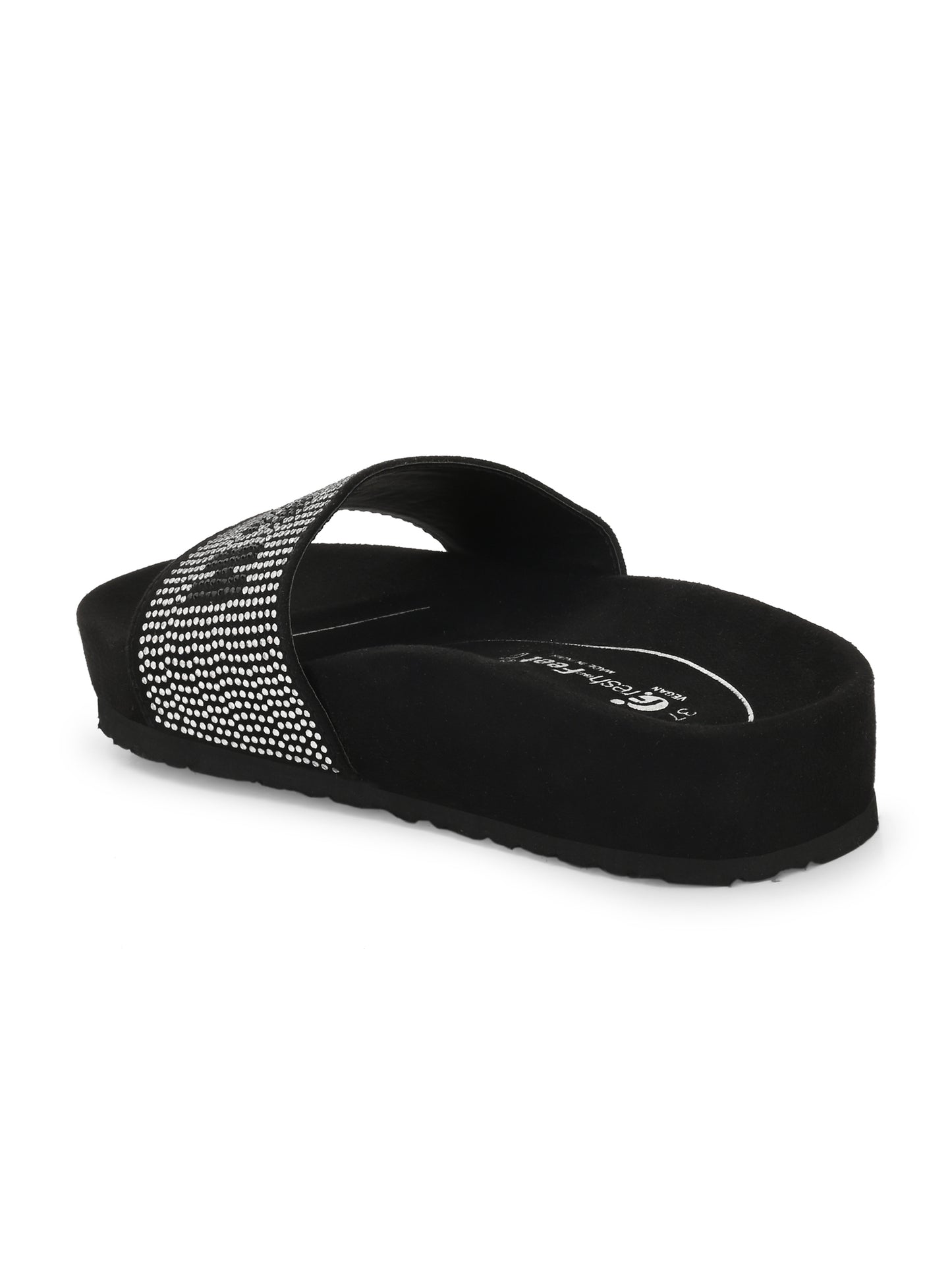 Kate Black/Silver Orthopedic Sliders For Women