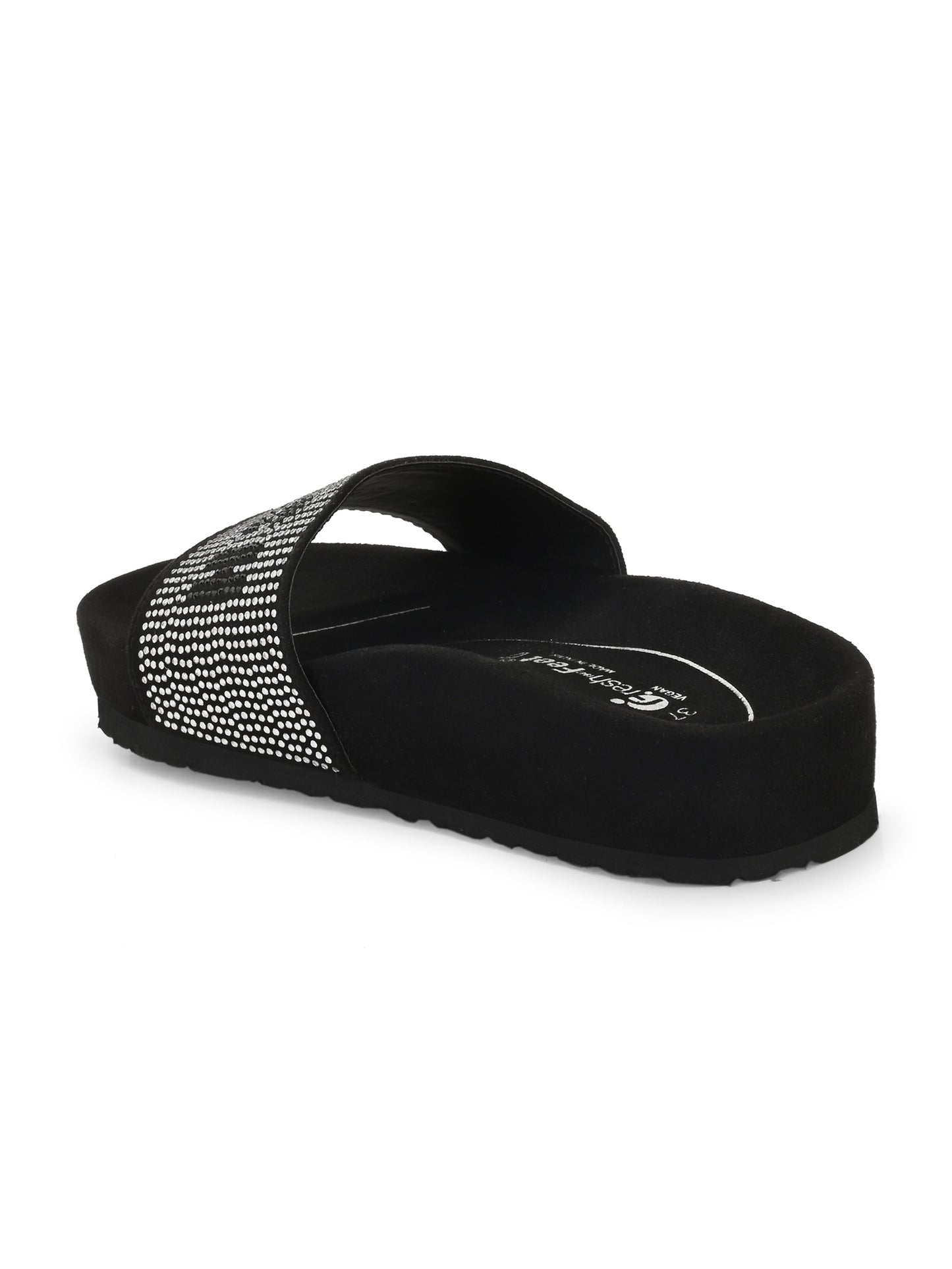 Kate Black/Gold Orthopedic Sliders For Women