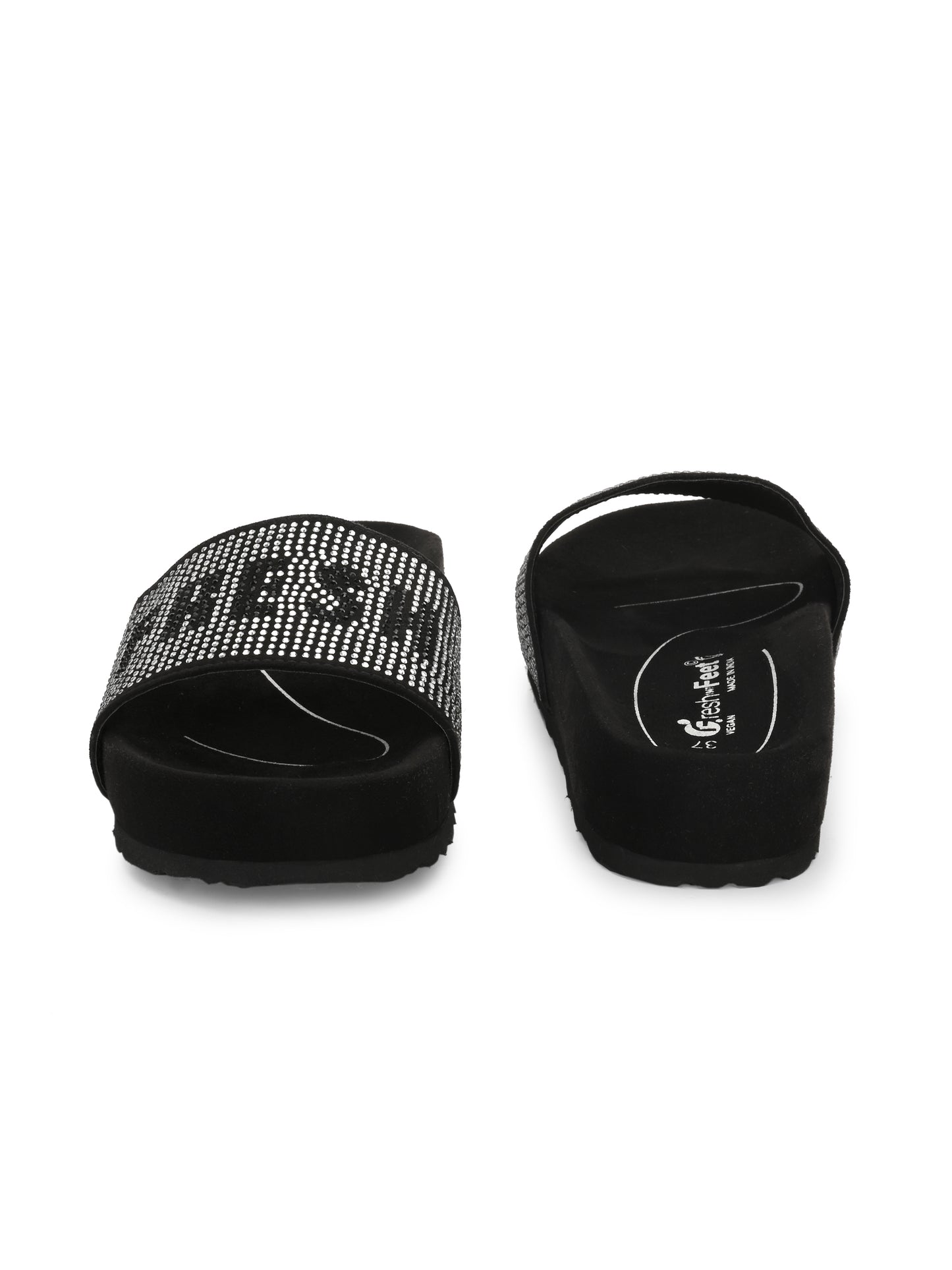 Kate Black/Silver Orthopedic Sliders For Women