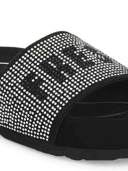 Kate Black/Silver Orthopedic Sliders For Women