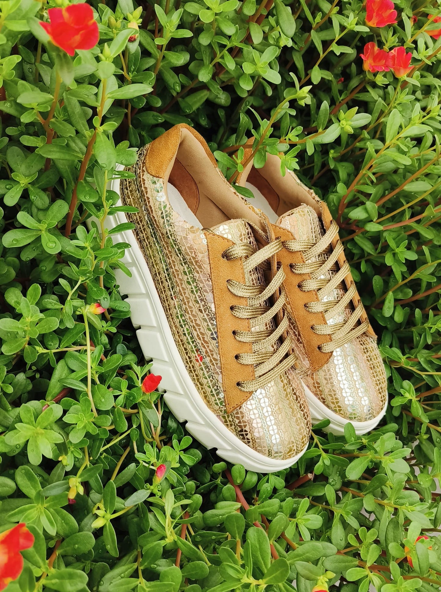 Golden Sequence Customized Ethnic Sneakers