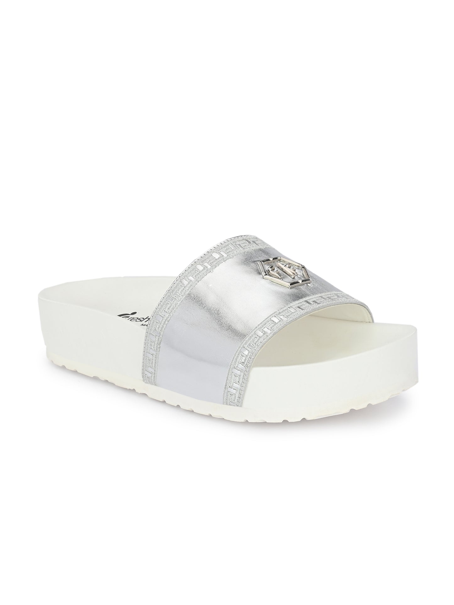 Kristen Silver Orthopedic Sliders For Women