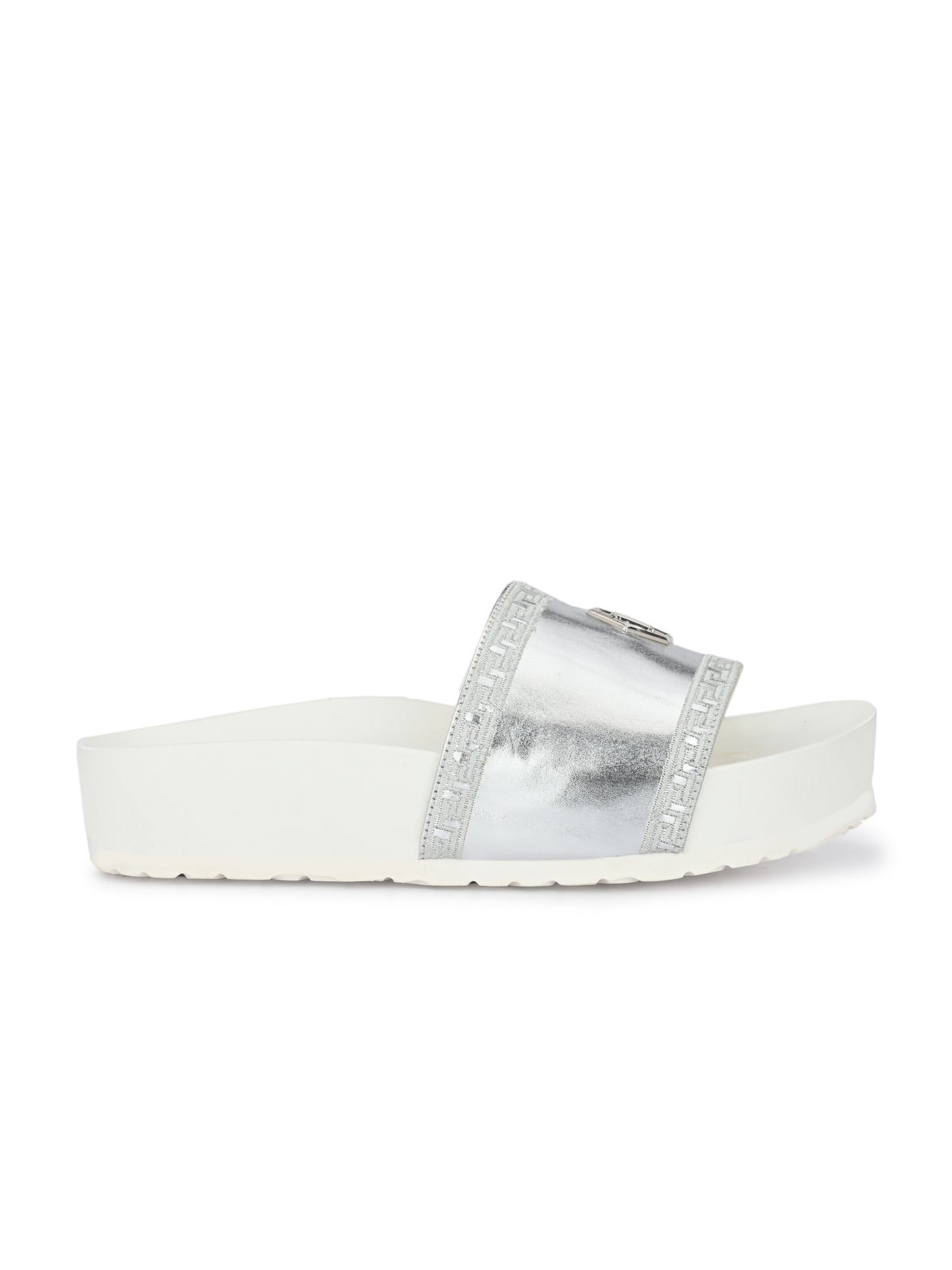 Kristen Silver Orthopedic Sliders For Women