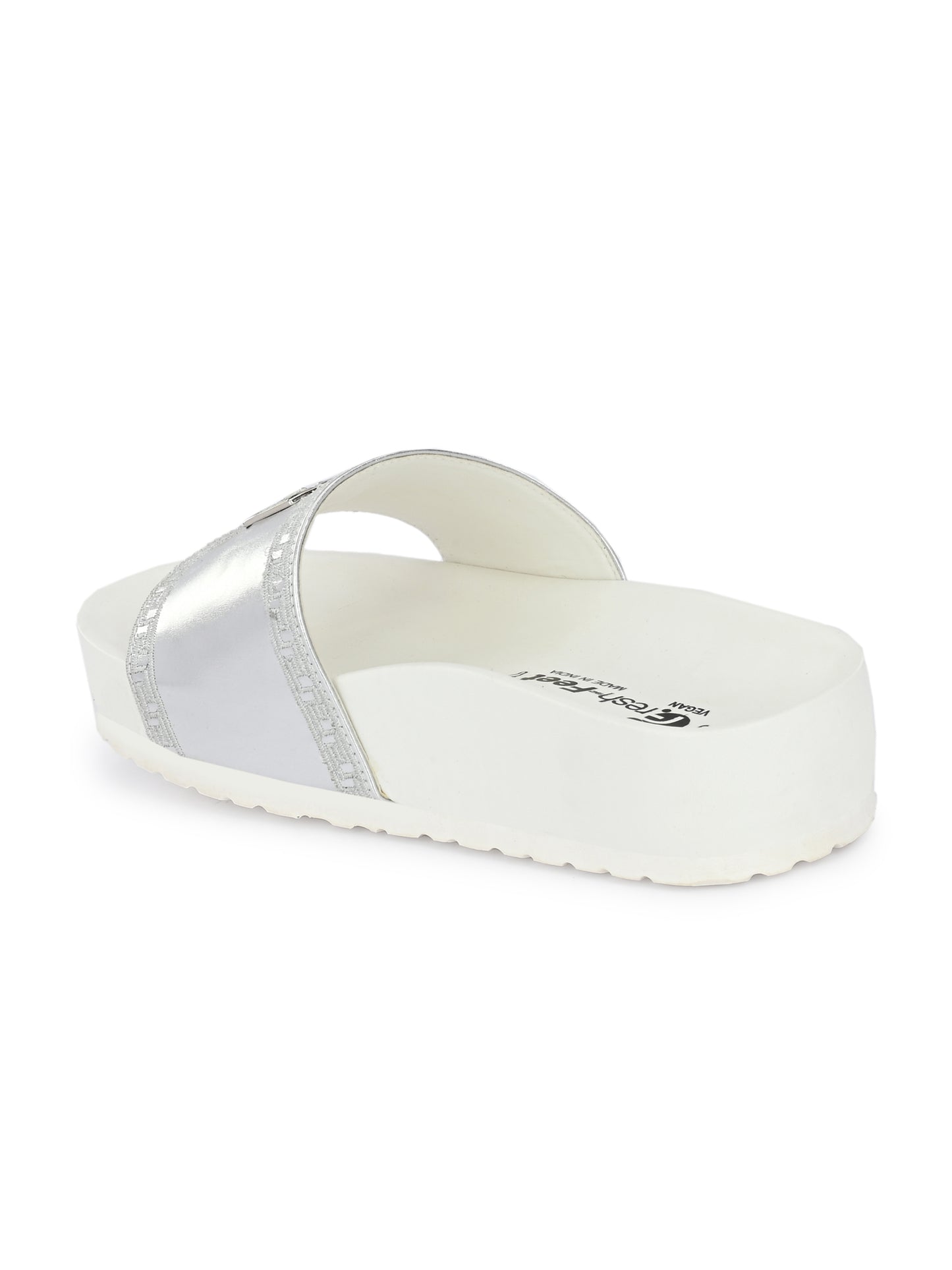 Kristen Silver Orthopedic Sliders For Women