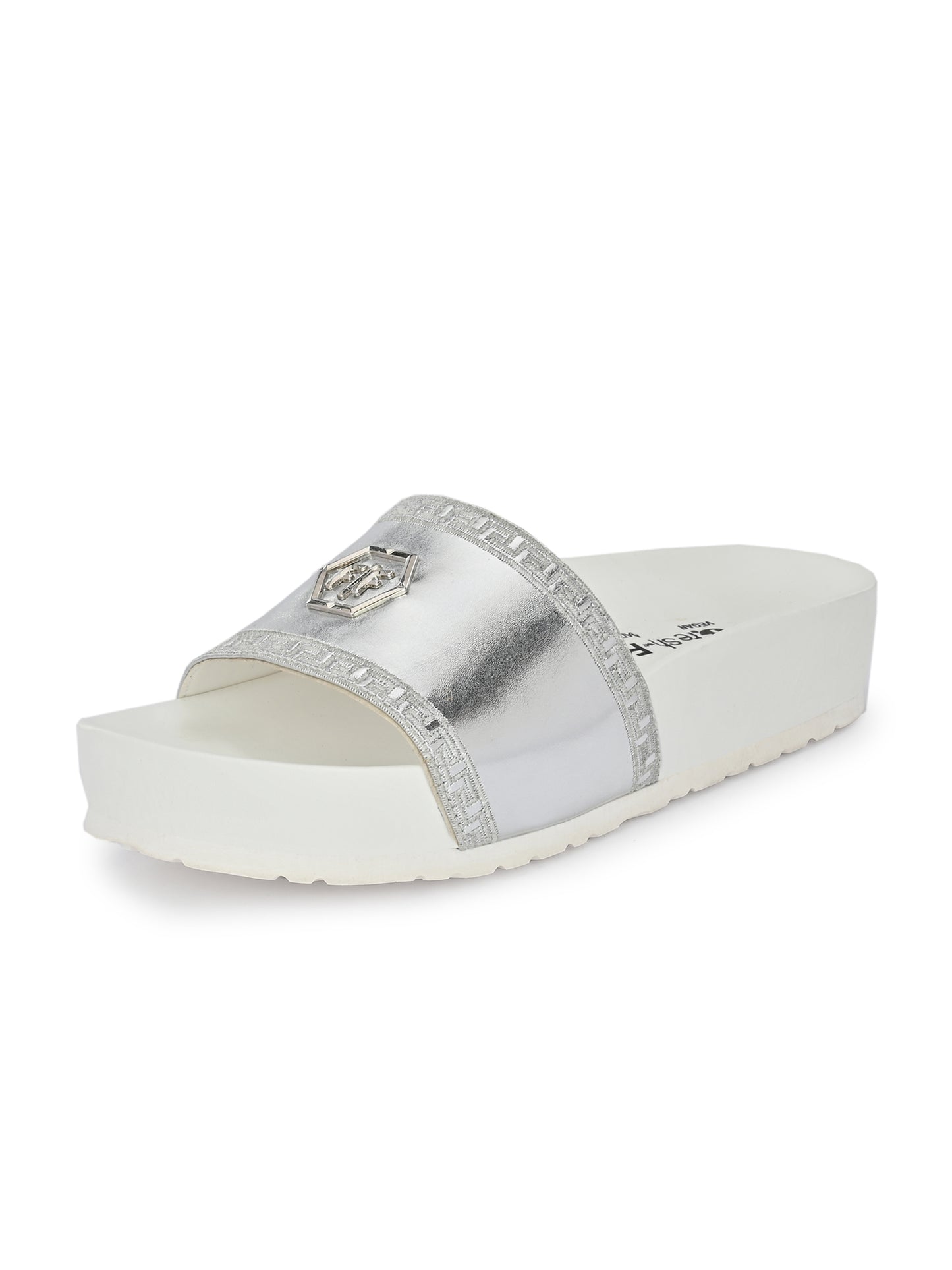 Kristen Silver Orthopedic Sliders For Women