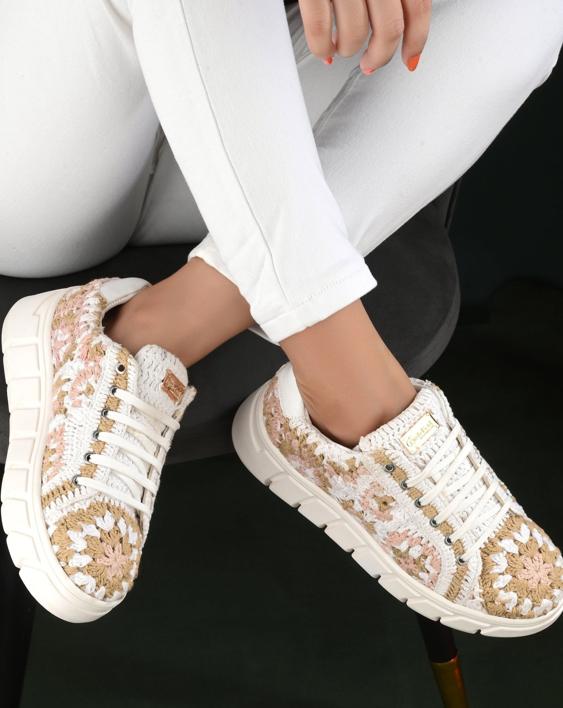 Austria Pink White Gold Sneakers For Women