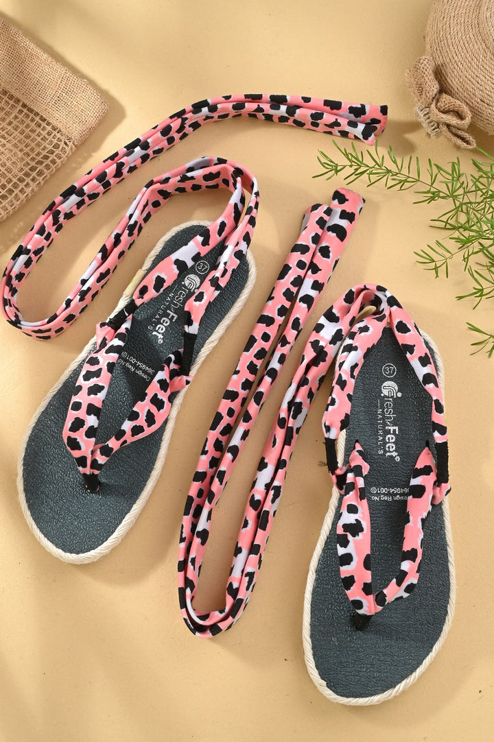 Saina Pale Leopard Print Yoga Mat Sandals for Women