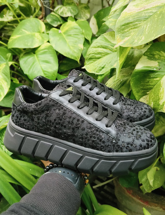 Black Customized Ethnic Sneakers