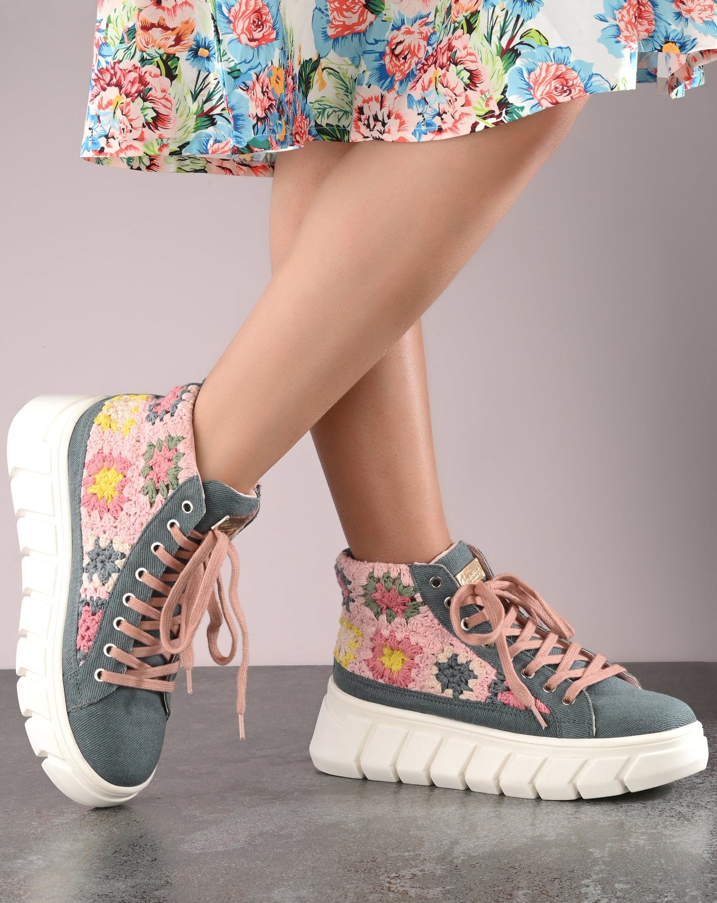 Women's Floral Crochet Sneakers