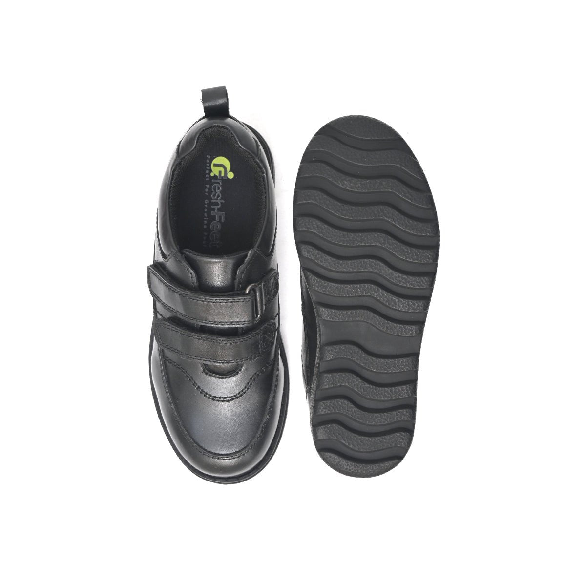 ALBERT Genuine Leather Black Dual Size technology School Shoes - Fresh Feet