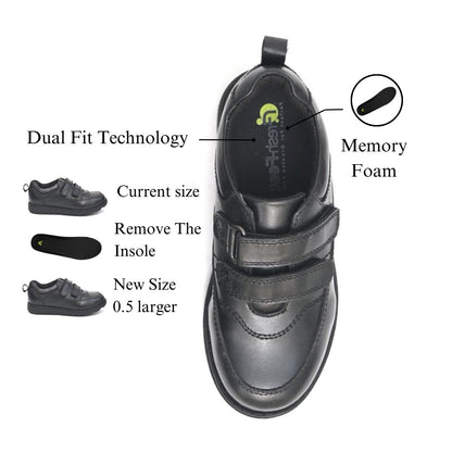 ALBERT Genuine Leather Black Dual Size technology School Shoes - Fresh Feet