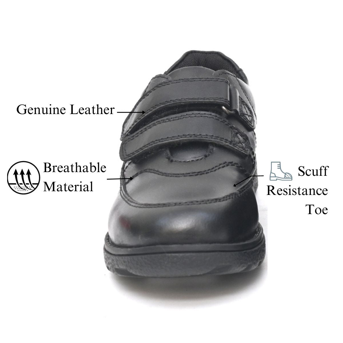 ALBERT Genuine Leather Black Dual Size technology School Shoes - Fresh Feet