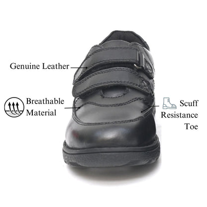 ALBERT Genuine Leather Black Dual Size technology School Shoes - Fresh Feet