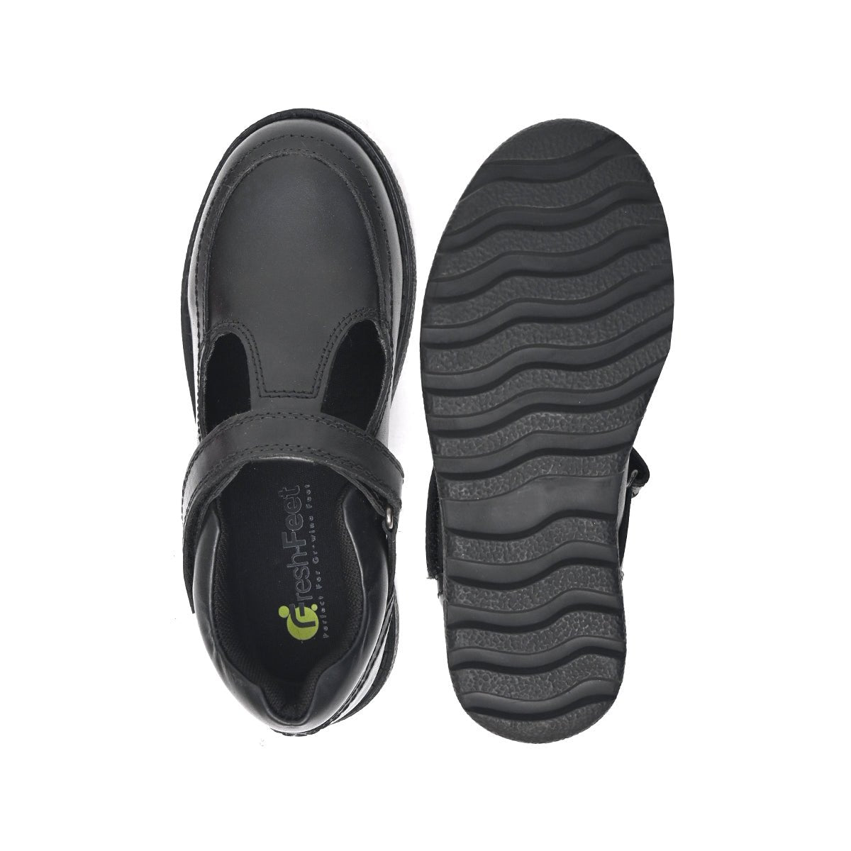 ANVI Genuine Leather Black Dual Size technology School Shoes - Fresh Feet