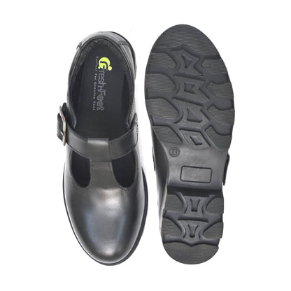 BENCE Genuine Leather Black Dual Size technology School Shoes - Fresh Feet